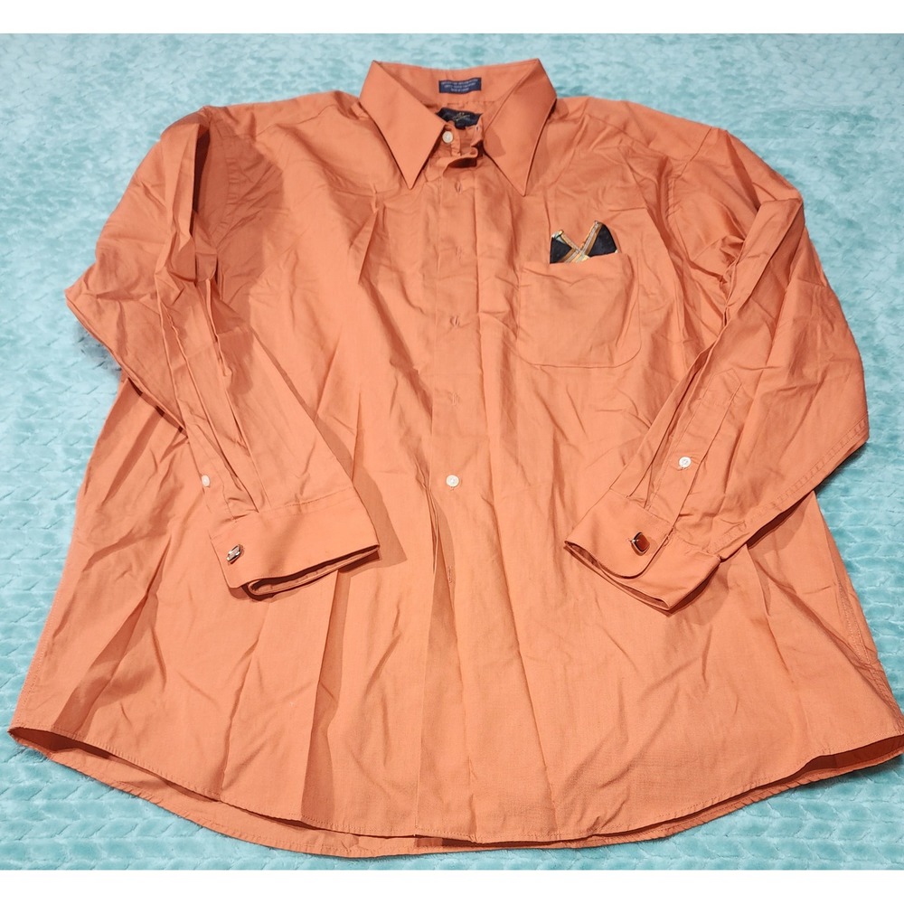 Giorgio Brutini Mens XL Burnt Orange Long Sleeve Button Down Dress Shirt